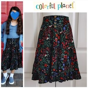 Colorful Planet Floral Midi Skirt